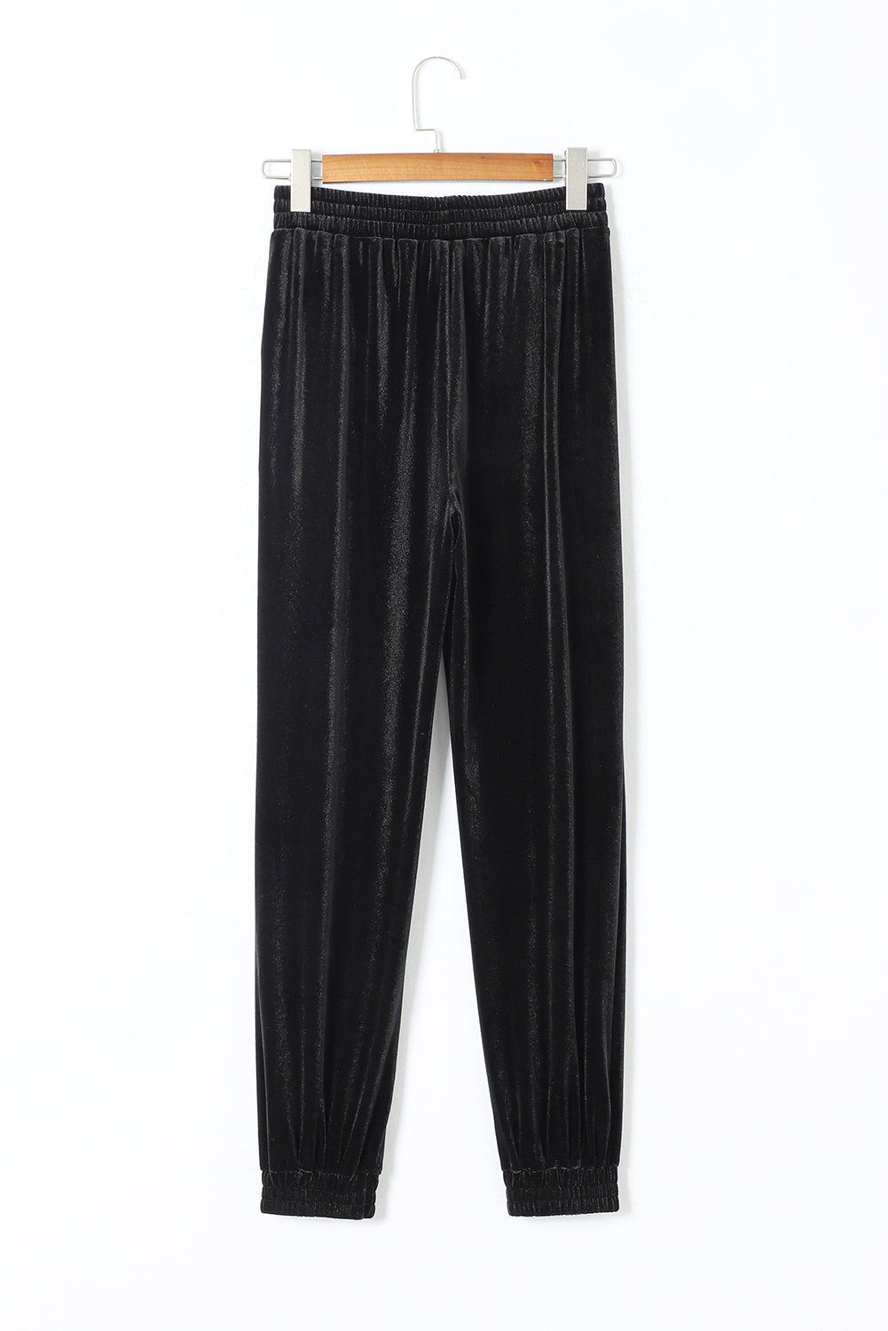 Women's Black Vintage Pocket Velvet Jogger Pants