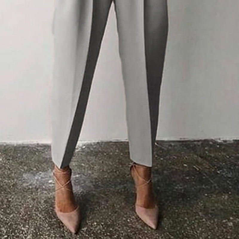 Conjunto de 2 piezas de color liso para mujer: top de manga larga y pantalón plisado para estar en casa