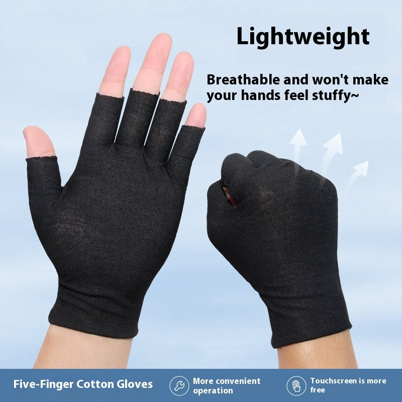 Exposed Five-finger White Cotton Gloves Half-finger And Breathable Sweat-absorbent Thin