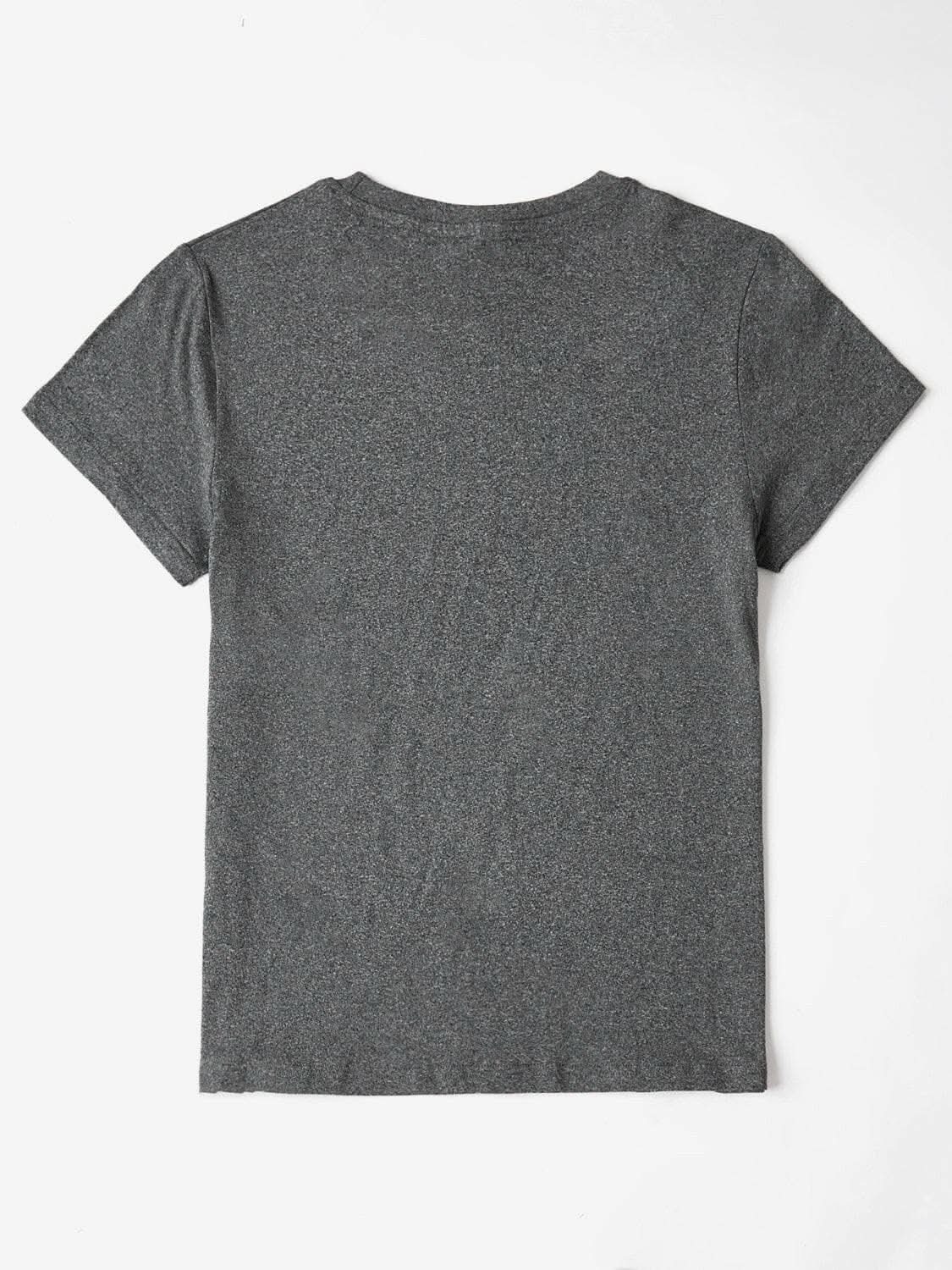 Camisetas Trendsi Camiseta gráfica elegante - cuello redondo, manga corta, 100% poliéster