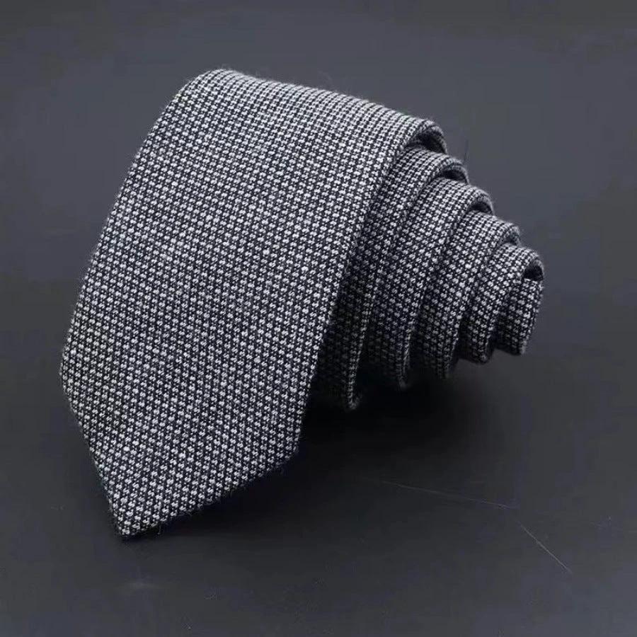 Men's Thickened Sanded Fabric Striped Solid Color Cotton Tie