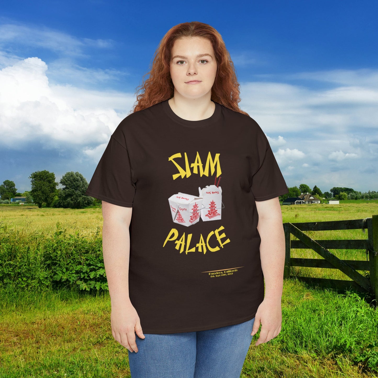 "DirkyThreadz Siam Palace T-Shirt - Bold Takeout Graphic Design in Black Cotton"