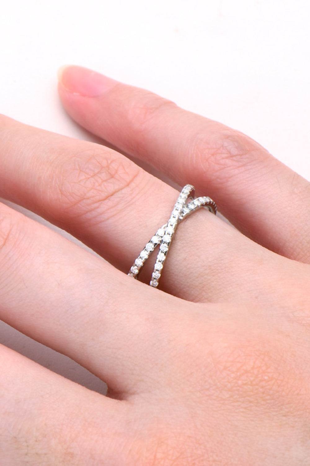 Anillo Moissanita Plata de Ley 925 Entrecruzado