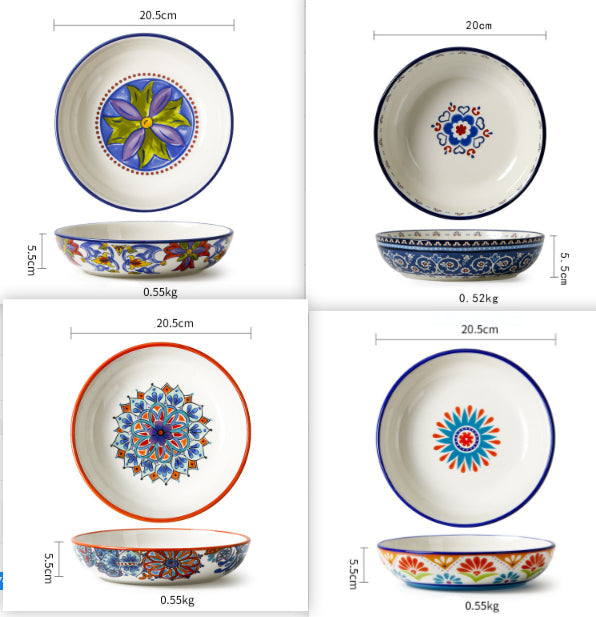 Ceramic Tableware Pastoral Style Home Plate Dinner Plate