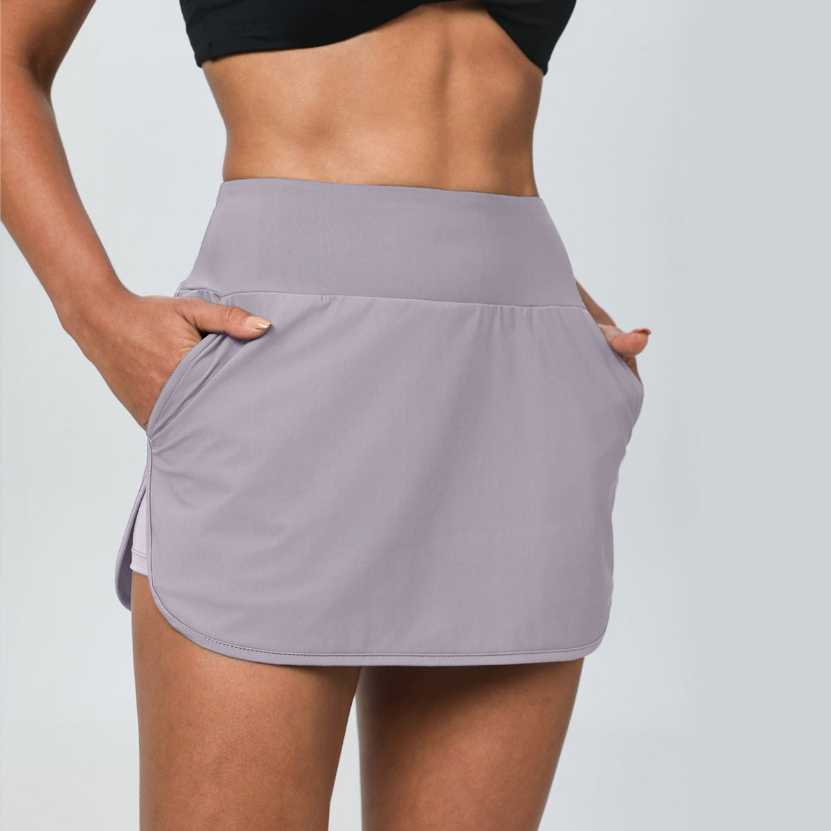 European And American Slim- Fit Quick-dry Tennis Skirt High Waist Slimming Running Fitness Skirt Anti-running Fake Two-piece Sports Yoga Skirt