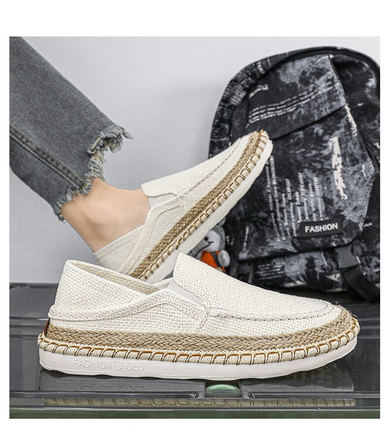 Men's Straw Fisherman Breathable Slip-On Casual Flats
