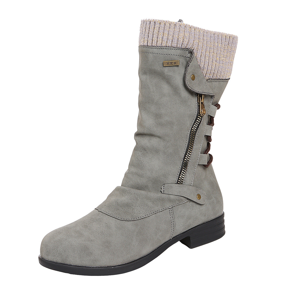 Women's Round-Toe Side Zipper Boots