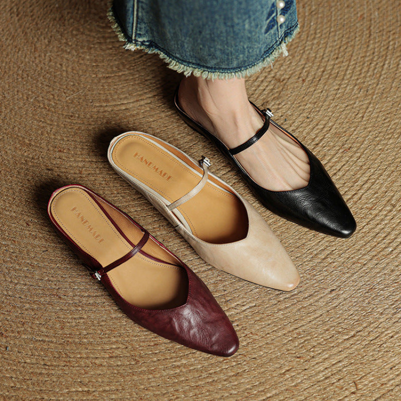 Women's Closed Toe Cowhide Slippers