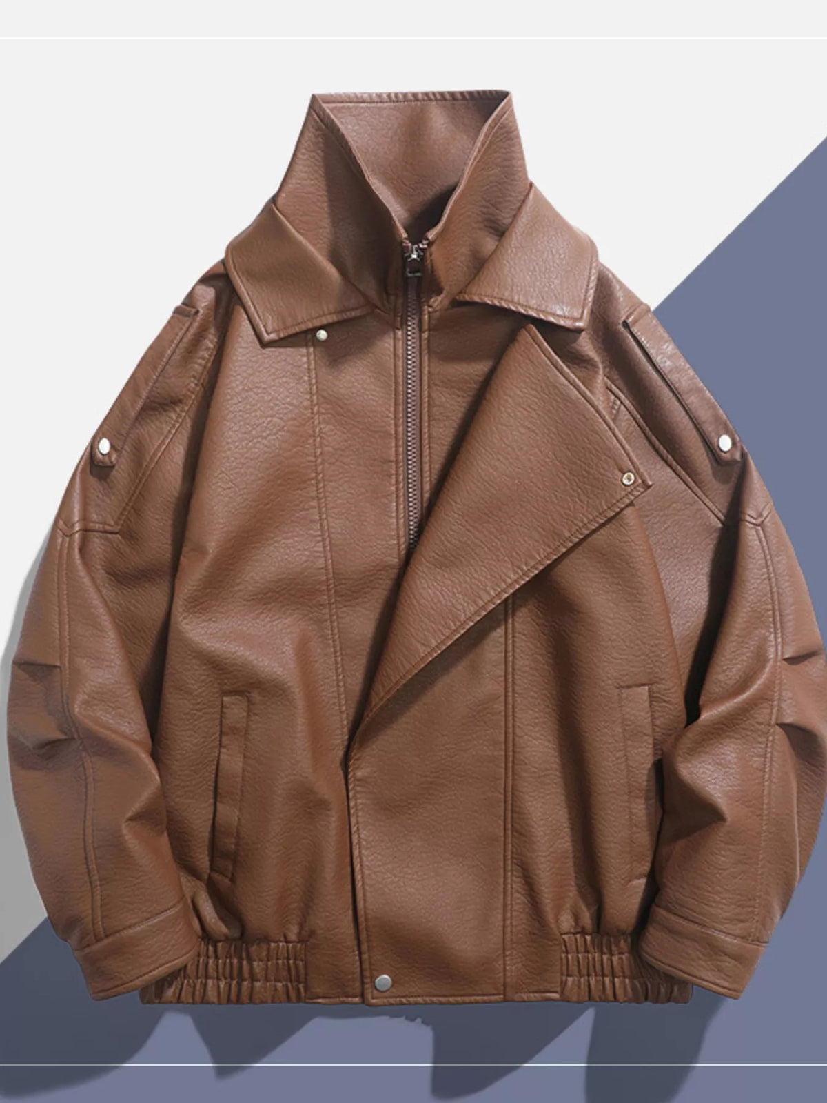 Men's Zip Up Leather Moto Jacket