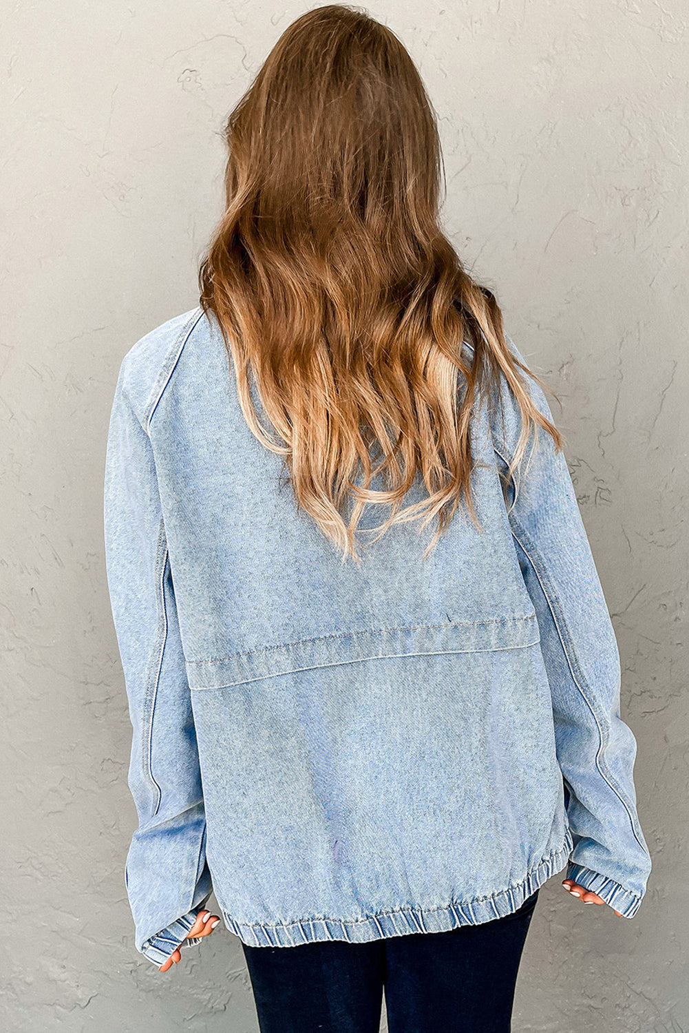 Chaqueta vaquera con cremallera, cuello y bajo elástico Myosotis