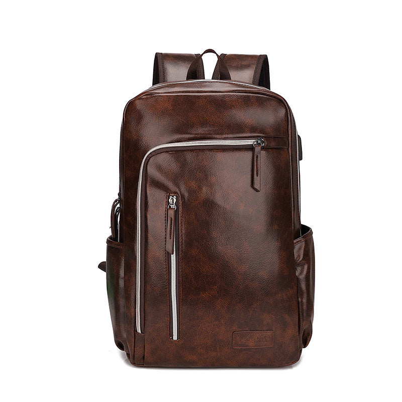 Men's PU Leather Business Casual Travel Backpack Travel Backpack