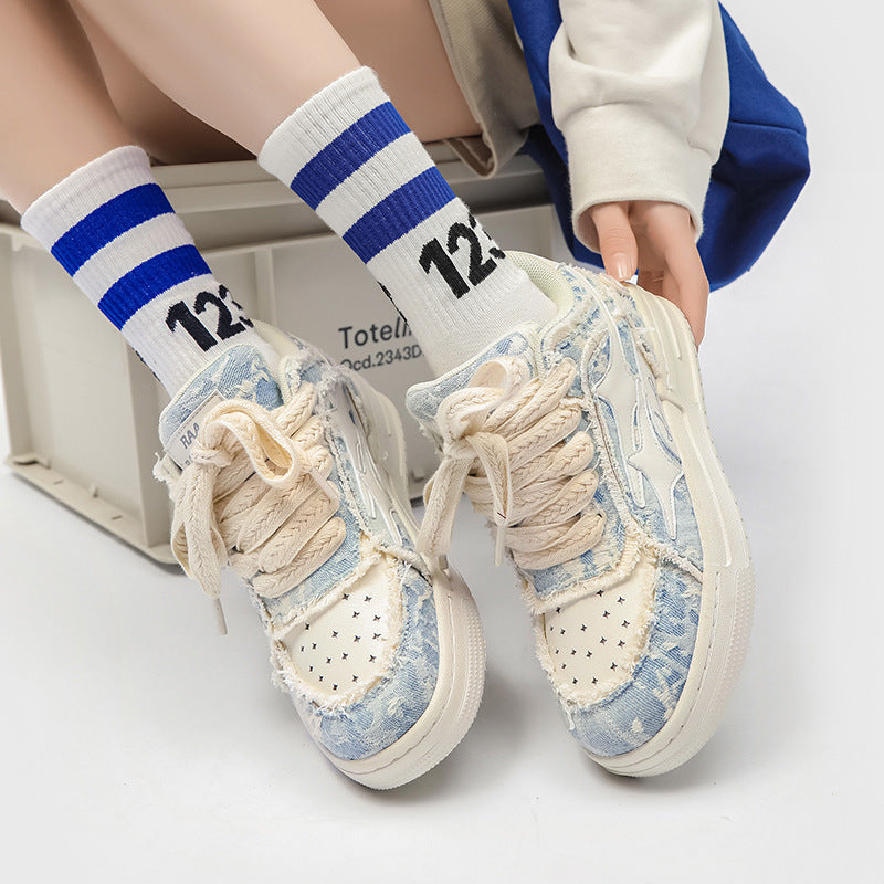 Denim Skate Platform Sneakers