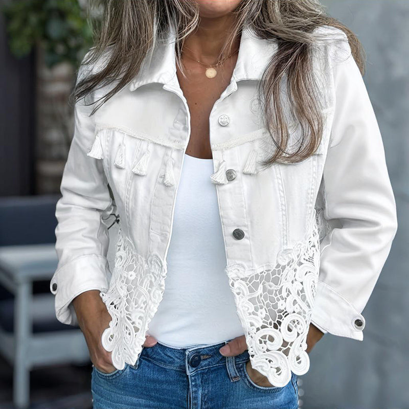 Chaqueta de encaje calada para mujer