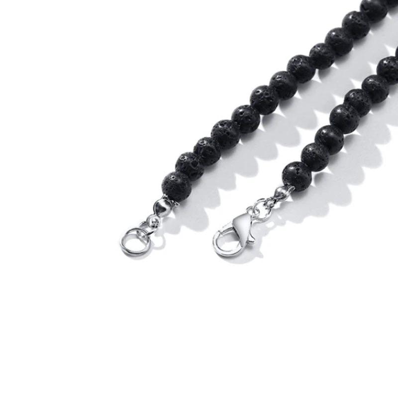 Volcanic Rock Black Matte Ethnic Style Necklace For Men
