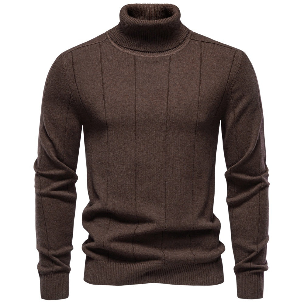 2026 Autumn Winter Cross-Border Trade Thickened Warm Sweater For Men, High Collar Slim Fit Men's Knitwear