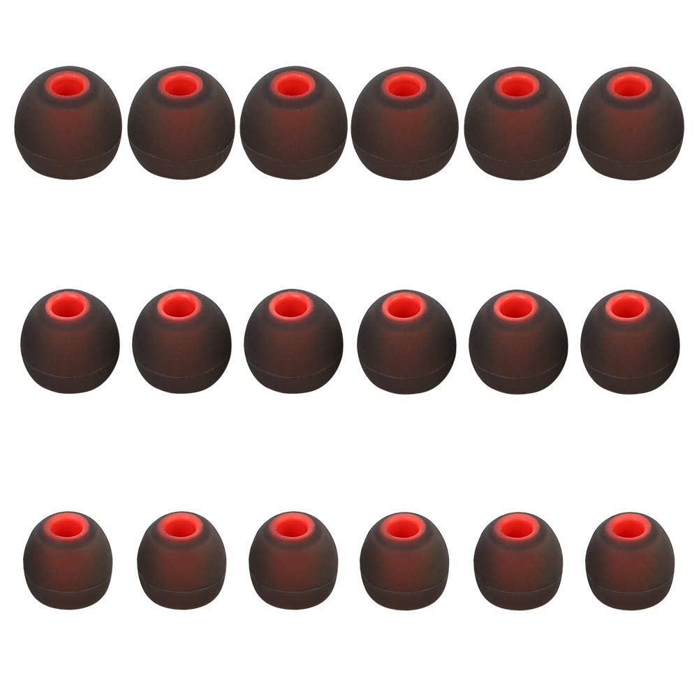 DMZHY Ear Bud Replacement Pieces Silicone Ear Tips Earbud Tips Replacement Earbud Tips Earbud Cover Silicone Fit for in-Ear Headphones(Inner Hole from 3.8mm-5.1mm Earphones) 9 Pairs SML Red/Black