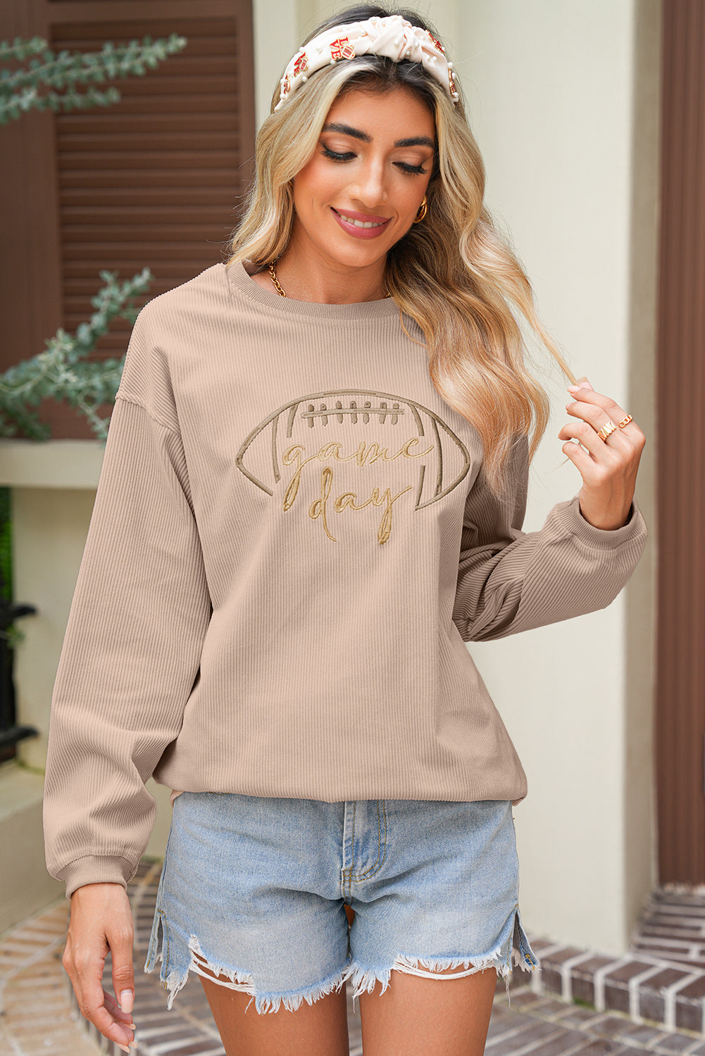 Sudadera gruesa bordada de fútbol negro para el día del partido