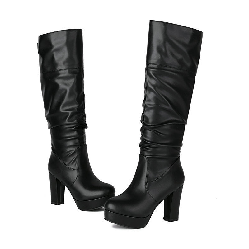 Waterproof Platform High-top Riding Boots For Women