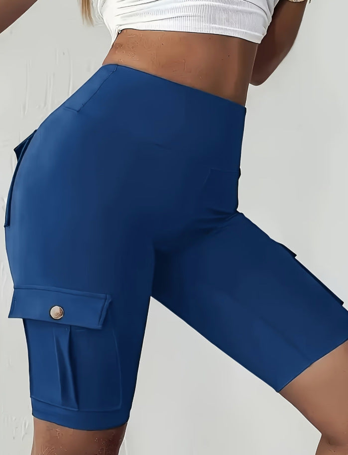 Temu European And American Style Spring And Autumn Pocket Sports Yoga Cargo Shorts Casual Pants Women's Five-Point Pants Tight Leggings