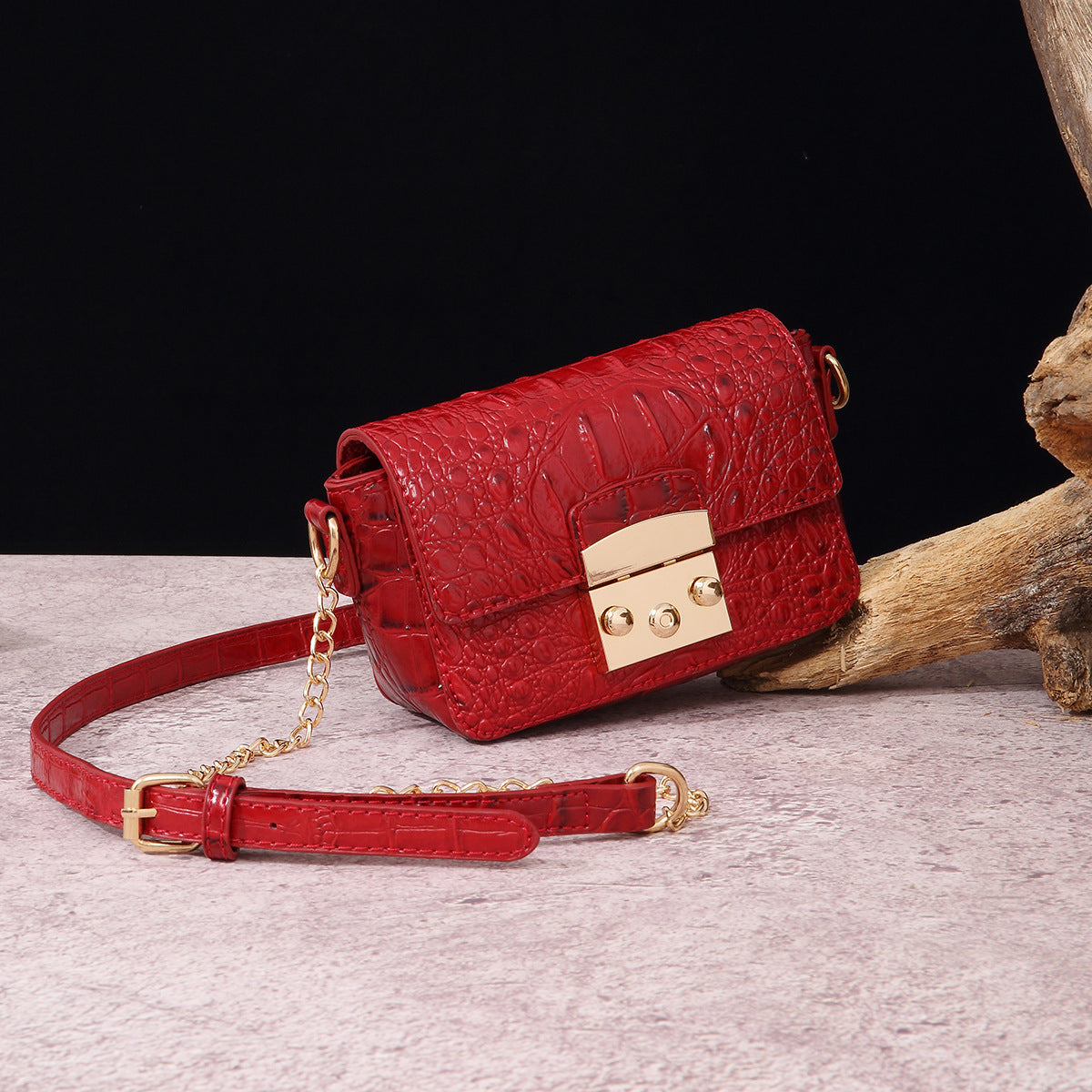 Women's Retro Crocodile-Embossed Crossbody Bag