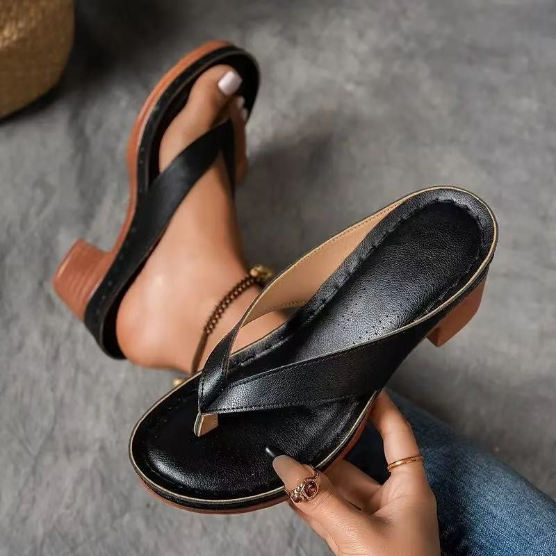 Women's Square-Heeled Thong Sandals