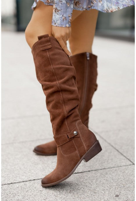 Women's Zipper Suede High Boots