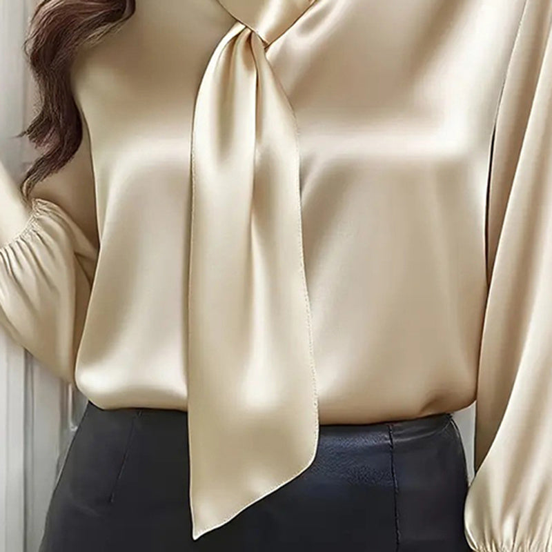 Blusa de mujer con detalle de lazo, camisa ligera informal de negocios
