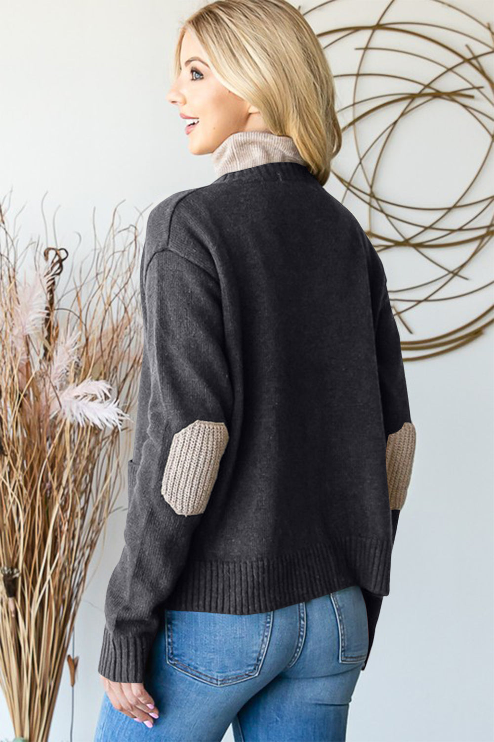 Cárdigan con botones, cuello en V y manga larga Heimish de talla completa