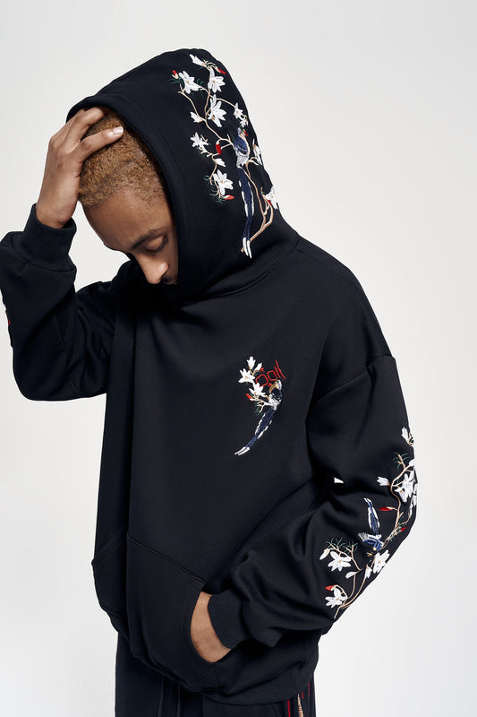 KH9083 Sudadera con Capucha y Bordado de Flores