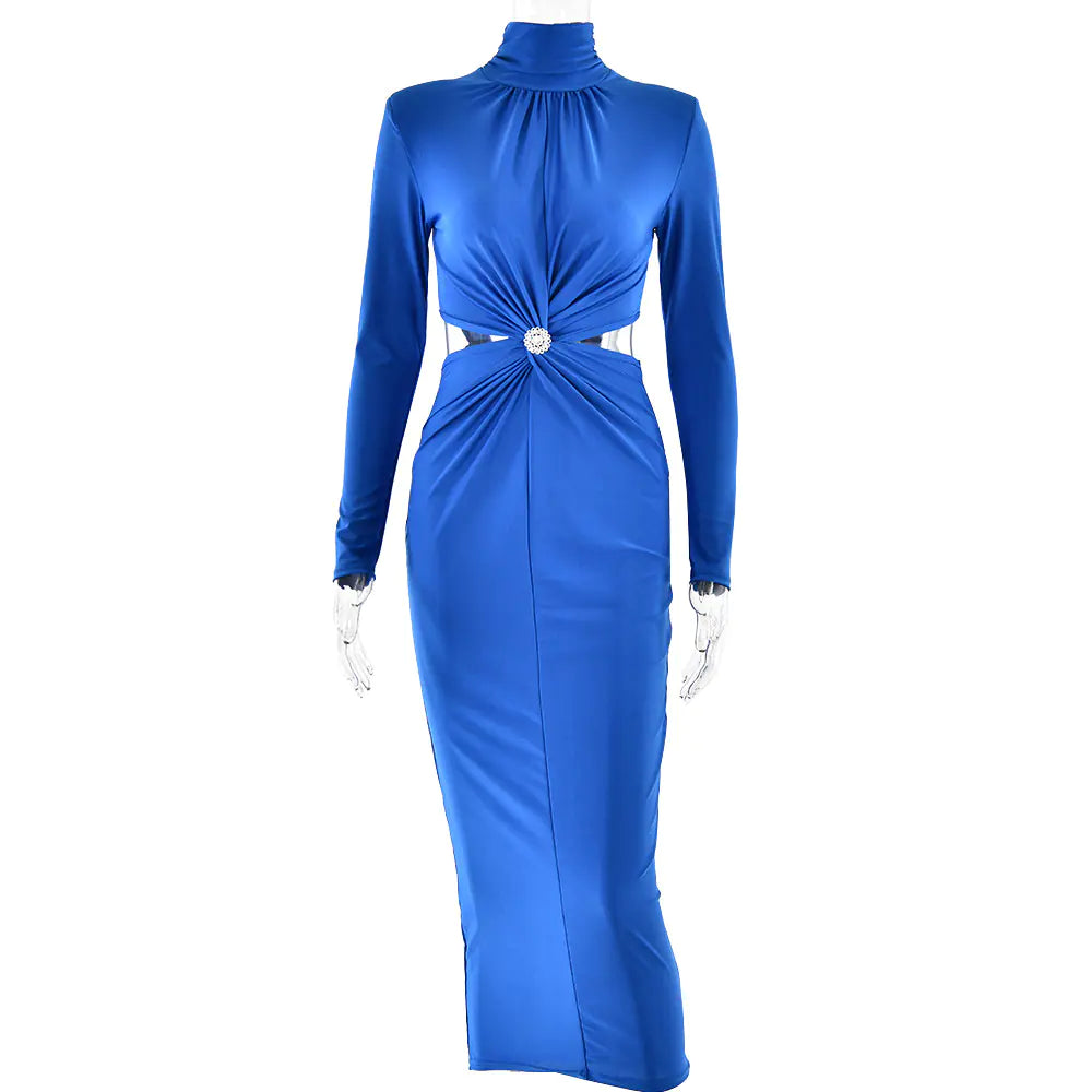 Fashionable Women's Half Turtleneck Long Sleeve Dress