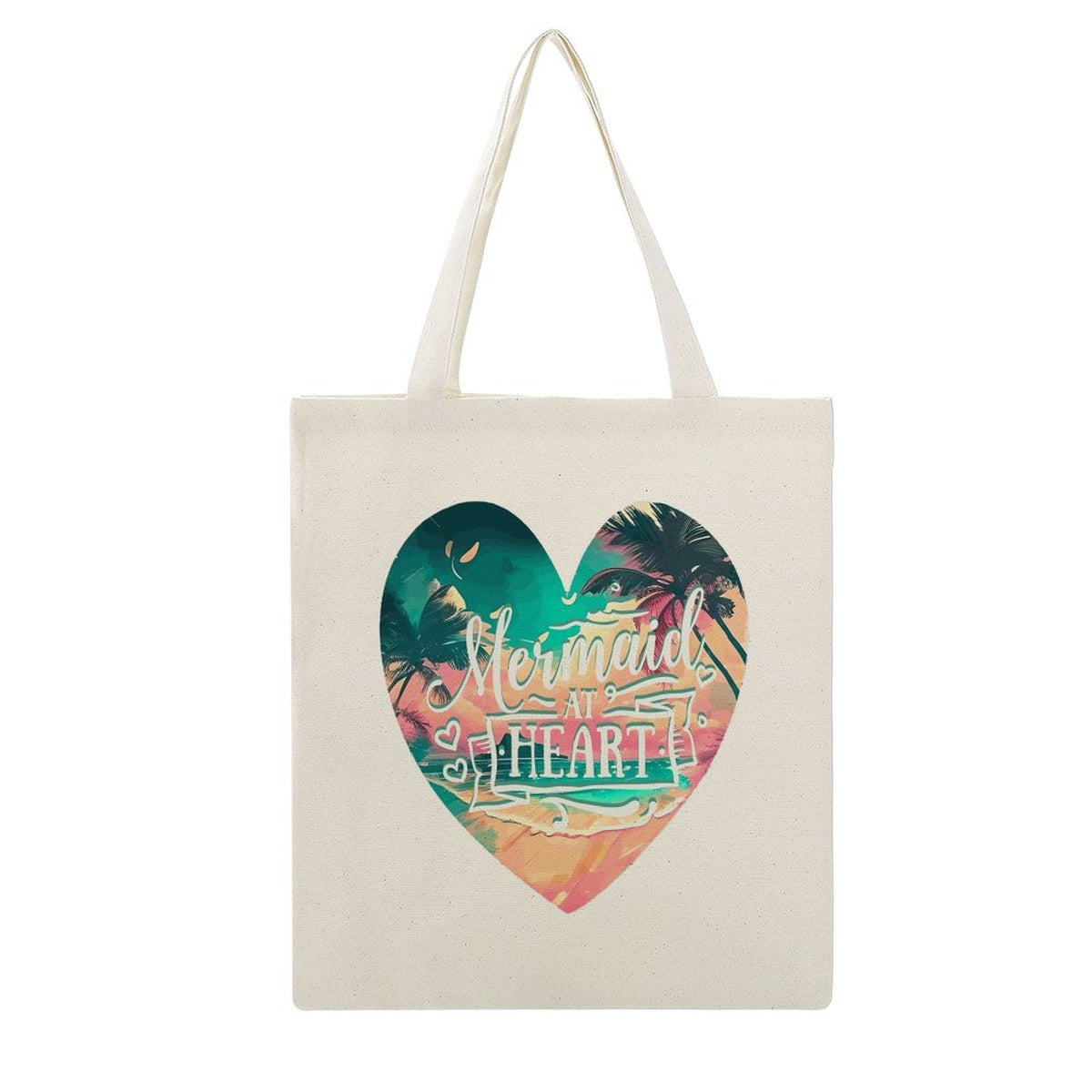 Mermaid at Heart Canvas Tote Bag - 13.4" x 15.8"