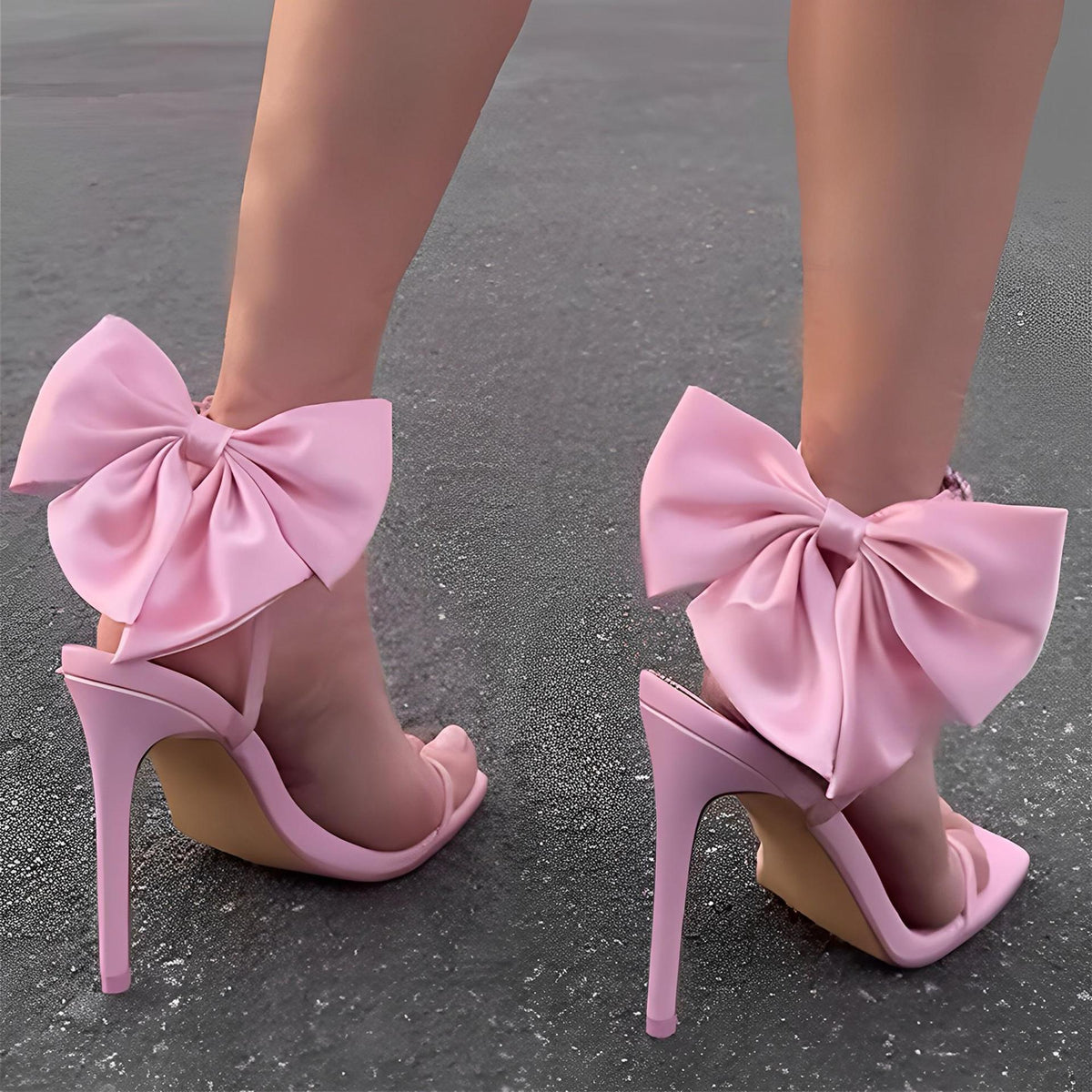 Women's Rhinestone Stiletto Sandals with Back Bow