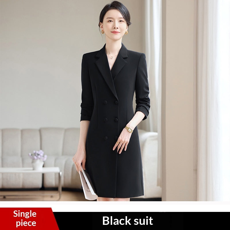 Stretch Midi-length Long-sleeve Suit Dress