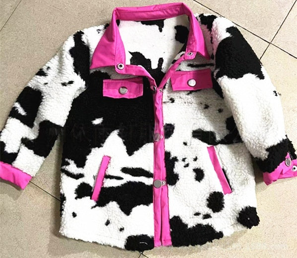 Euro-American AutumnWinter Lapel Shirt Warm Loose Contrasting Color Patchwork Long-Sleeve Coat