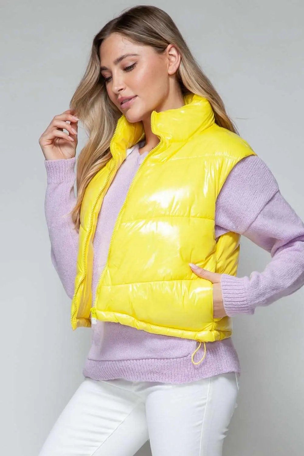 Women's Vest - Shiny Quilted - Fashionable Sleeveless Outerwear