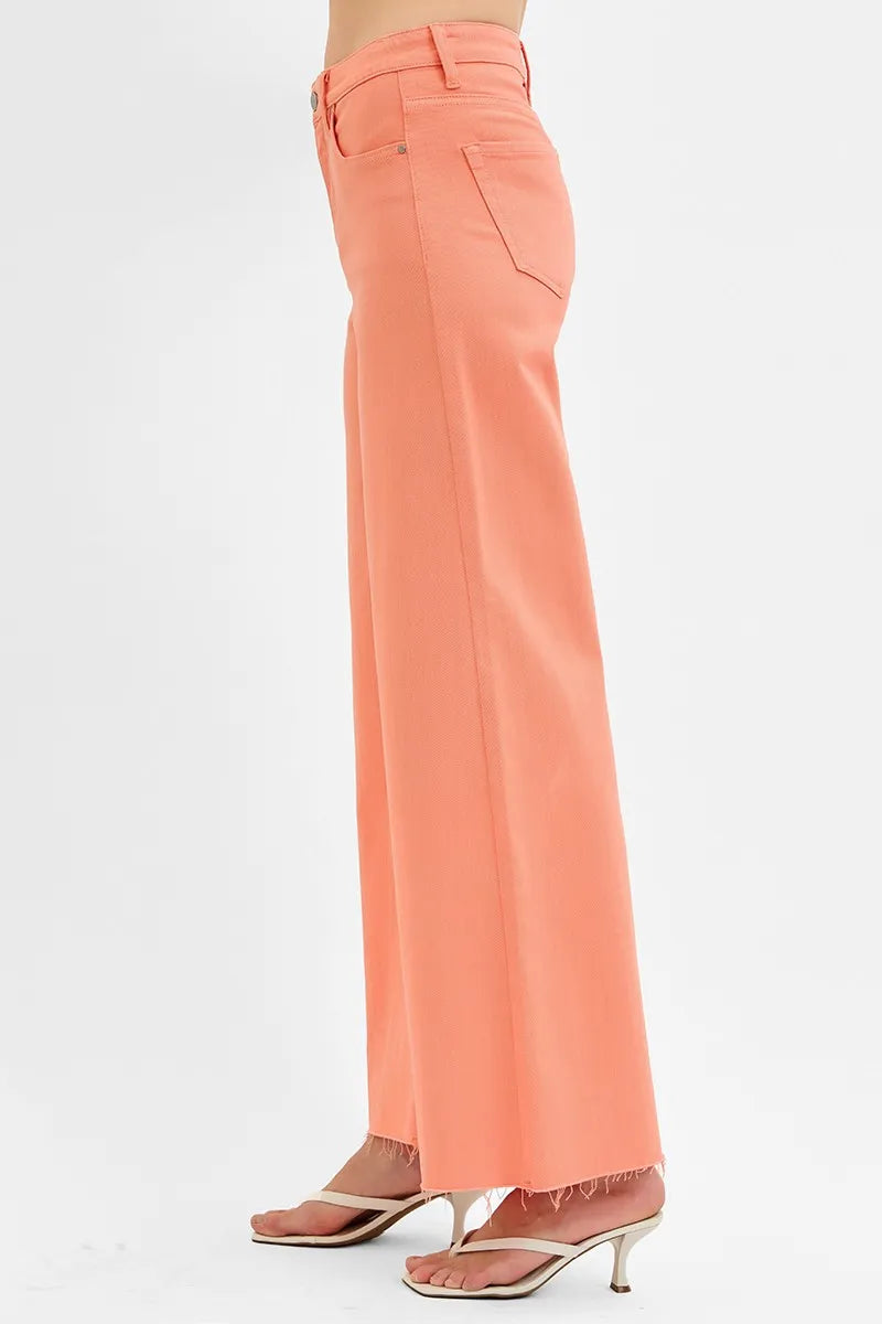 RISEN Jeans Palazzo de Pierna Ancha de Talle Alto con Control de Abdomen Talla Grande