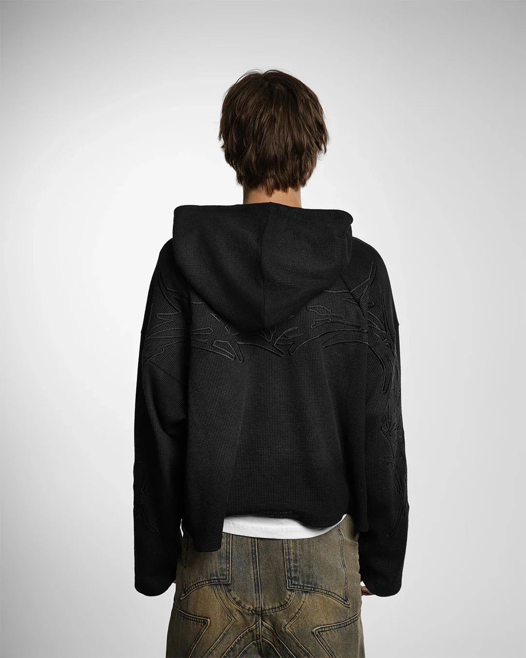 SUDADERA CON CAPUCHA DE PUNTO TÉRMICO X-RAY V2 (NEGRO SOMBRA)