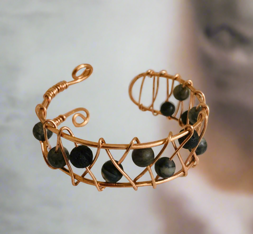 Pure Copper Chunky Crystal wrapped bracelet
