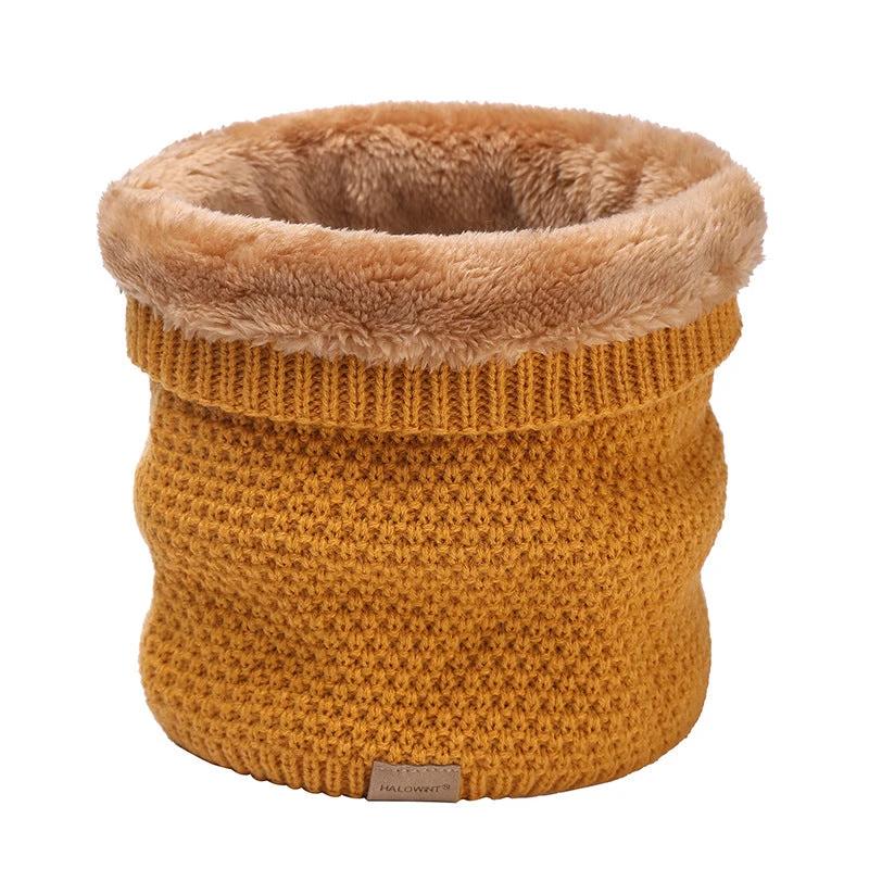 Men's Knitted Velvet Padded Neck Protection Scarf