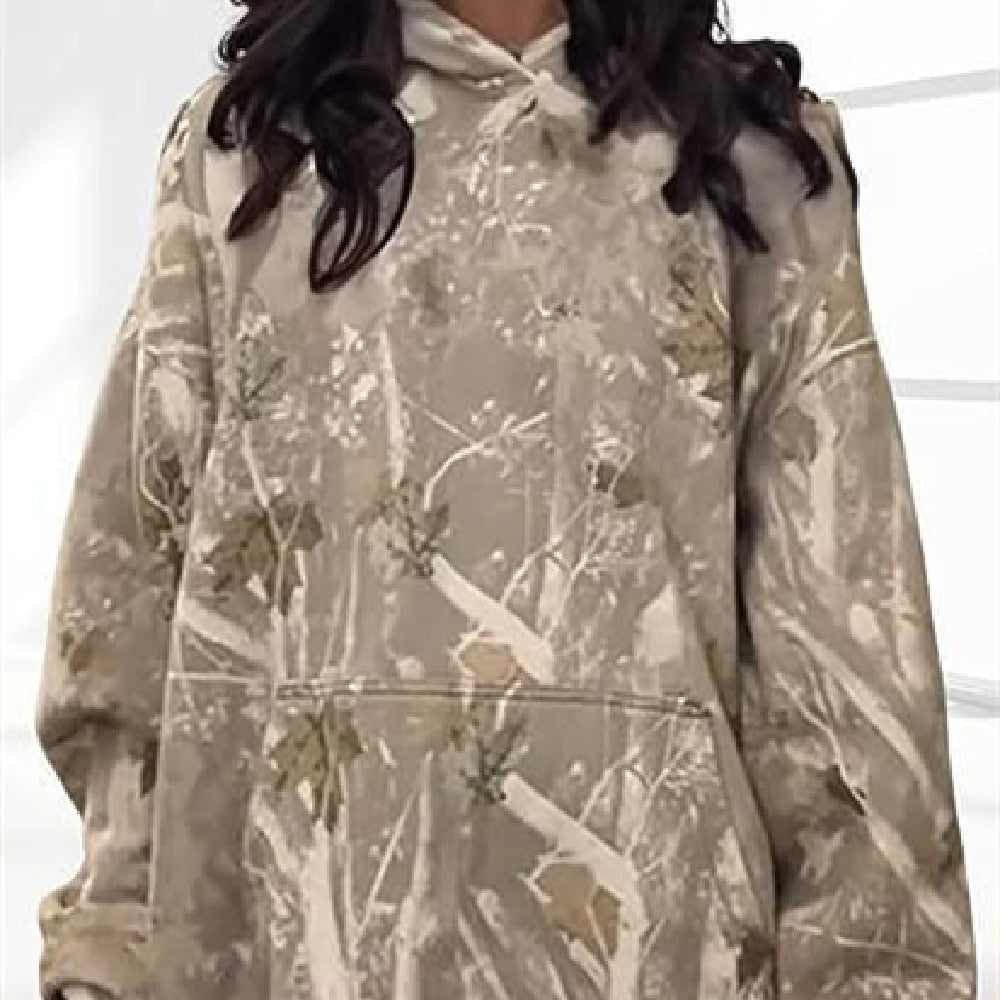 Women's Camo Fashion Casual Pocket Top Hoodie