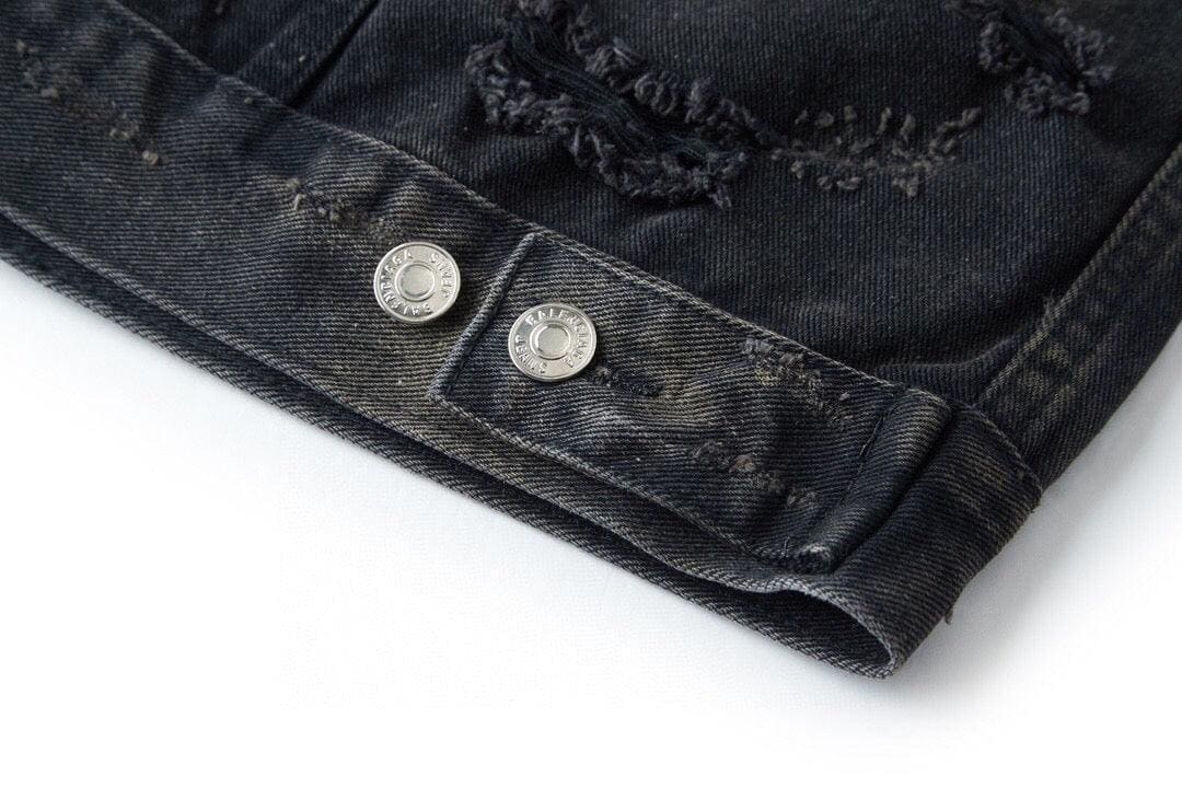 Balenciaga Oversized Distressed Denim Jacket - Black