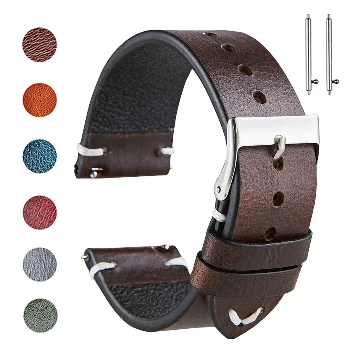 COROS PACE & APEX Oil-Waxed Leather Band with Accent Stitching