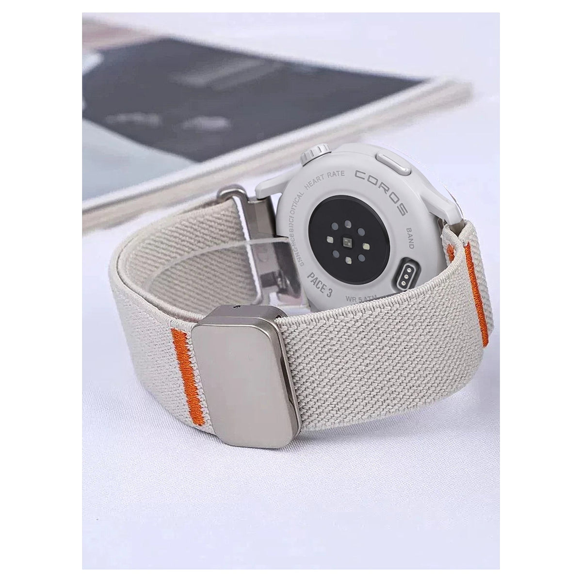 COROS PACE & APEX Nylon Band with Magnetic Clasp, Orange Accents