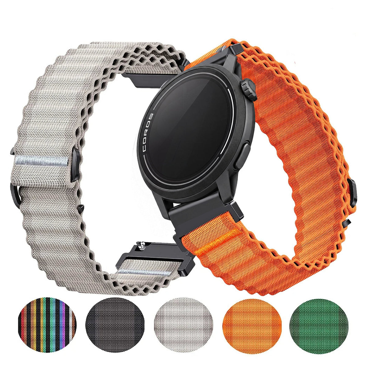 COROS PACE & APEX Ribbed Nylon Loop Band with Metal Hook