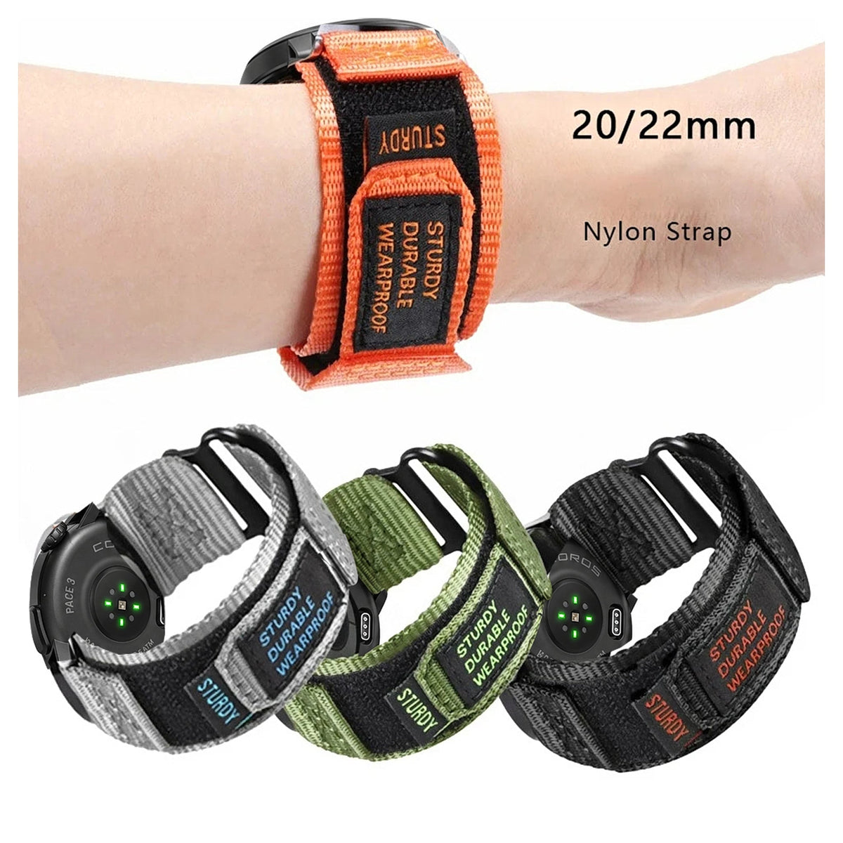 COROS PACE & APEX Nylon Sport Loop Band with Text Patch