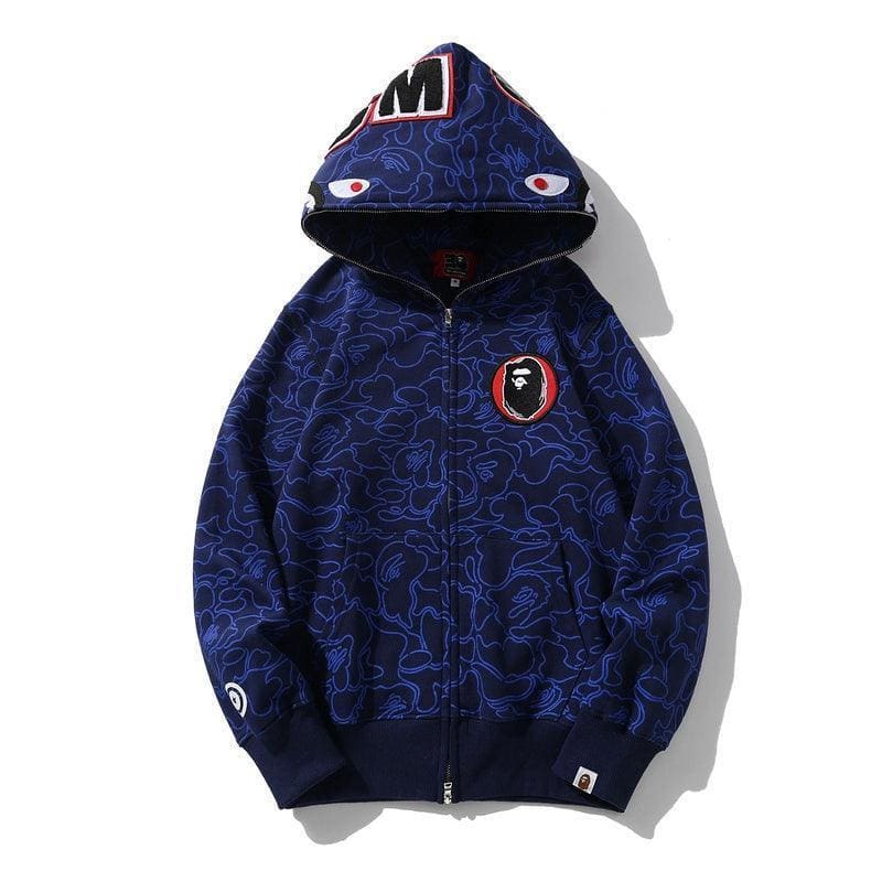 BAPE Line Camo Shark Full Zip Hoodie A Bathing Ape 'Navy'