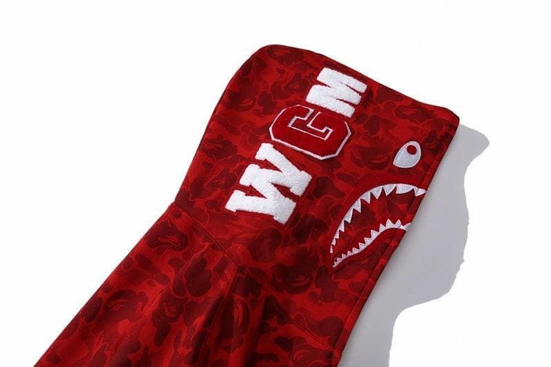 BAPE OG Camo Shark Full Zip-Up Hoodie A Bathing Ape 'Red'