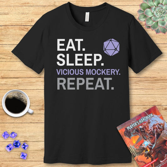 Camiseta de bardo – 'Come, duerme, burla cruel, repite'