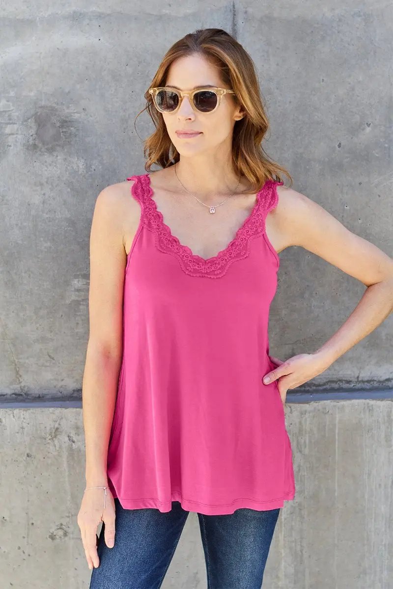 Accessories Trendsi Basic Bae Full Size Lace Detail V-Neck Cutout Cami