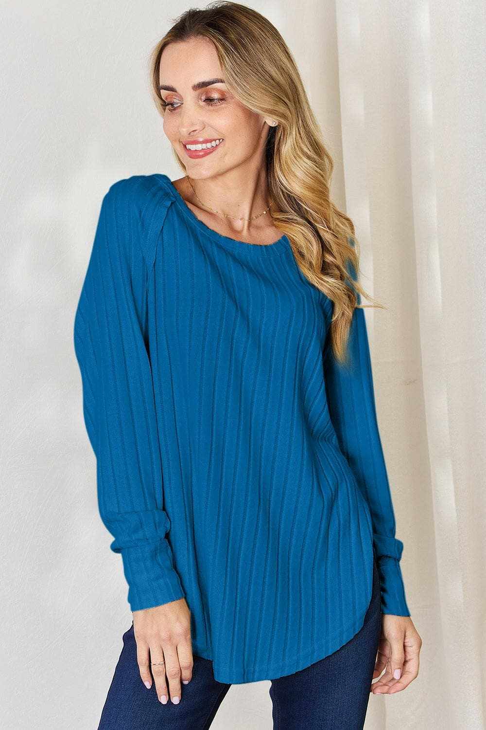 Camisetas Trendsi TIKTOK - Camiseta chic de cuello redondo acanalado